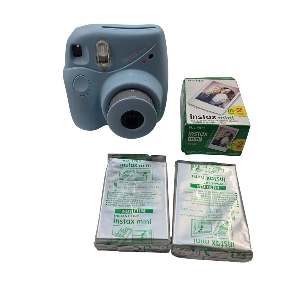 Fujifilm Instax Mini 7+ Instant Film Camera Light Blue with 20 Exposures Film A1